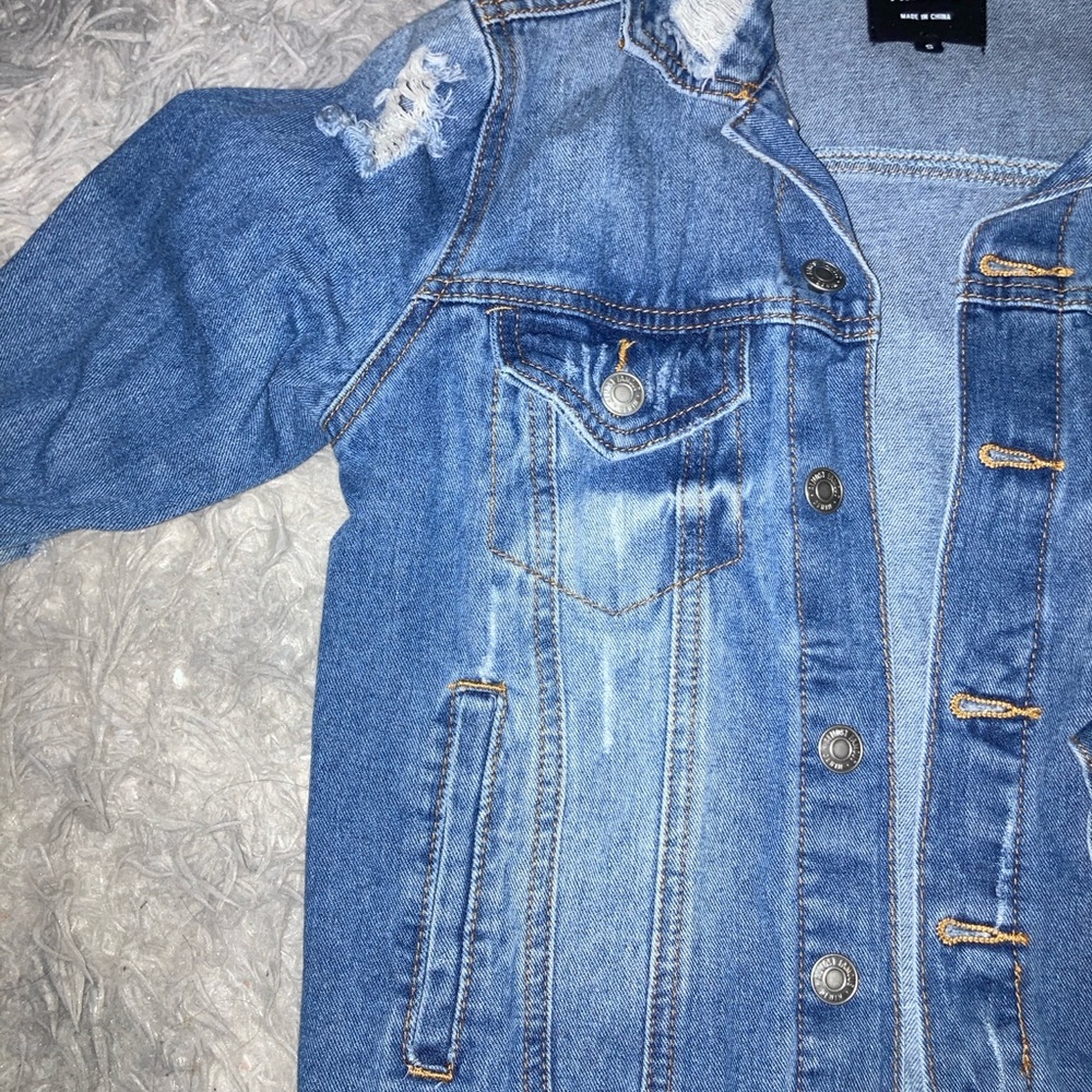 LISTING WILL BE REMOVED 4/23 Almost Famous Blue Distressed Ripped Denim Jacket - Picture 3 of 8